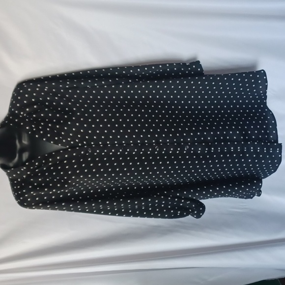 H&M Black Polka Dot Collared Long Sleeve Button Down Shirt Dress Size 12 - Picture 1 of 7